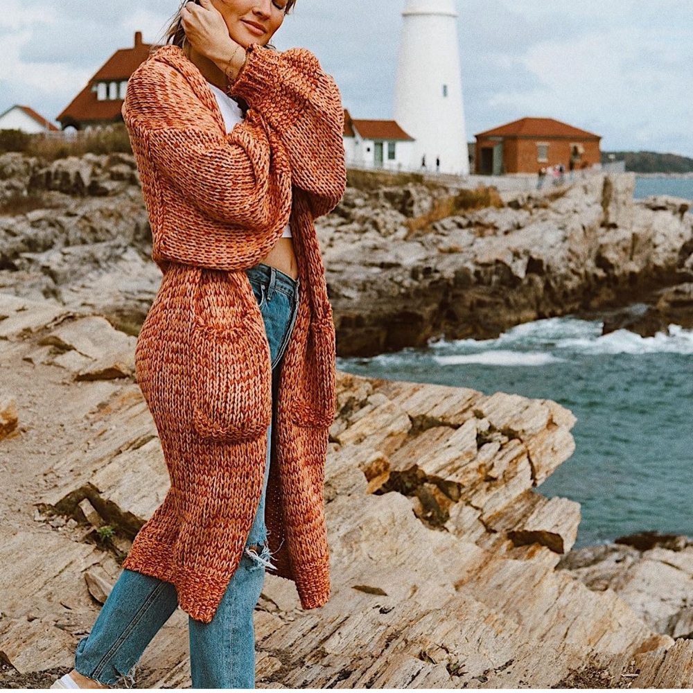 Free People - Crofter Cardigan - Red Earth combo